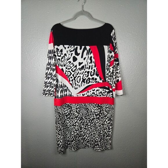 Adrienne Vittadini Women's Black, White and Red Sheath Midi Dress Size Large - Picture 6 of 6